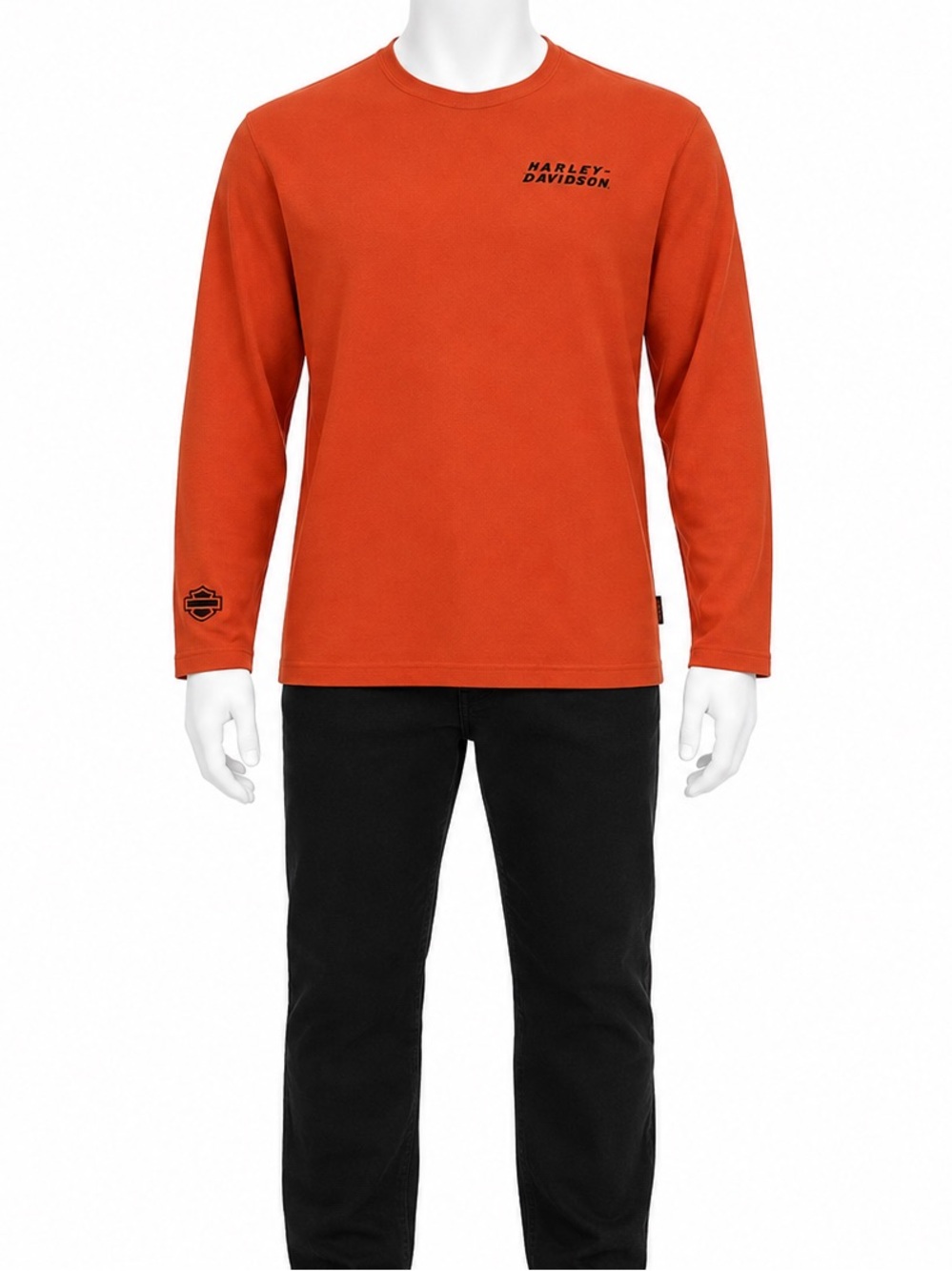 Harley Davidson Men’s L Orange Performance Long Sleeve Biker Shirt